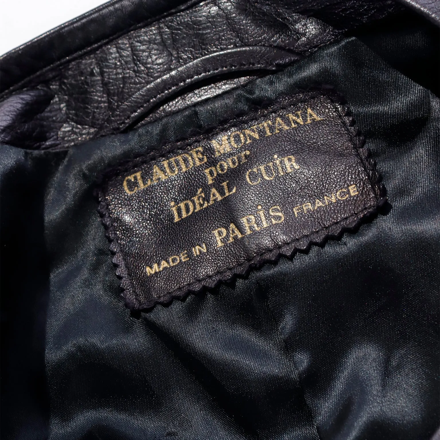 1985 Claude Montana Ideal Cuir Black Lamb Leather Runway Jacket W Zebra Pony Fur