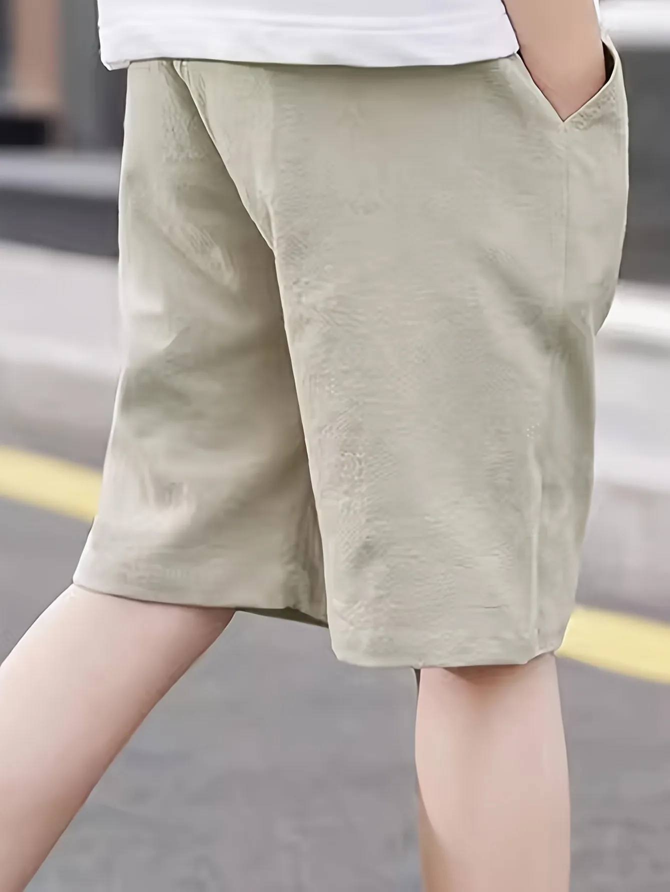 2pcs Boys Ultra-Soft Elastic Waist Solid Cotton Shorts - Trendy & Comfortable, Creative Design for Summer Outdoor Adventures