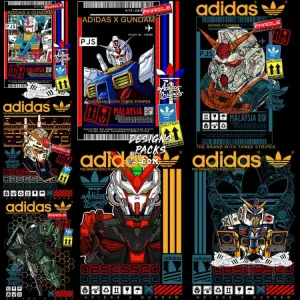 7 Robot v2 Anime Sport Brand Streetwear Designs Bundle PNG   PSD