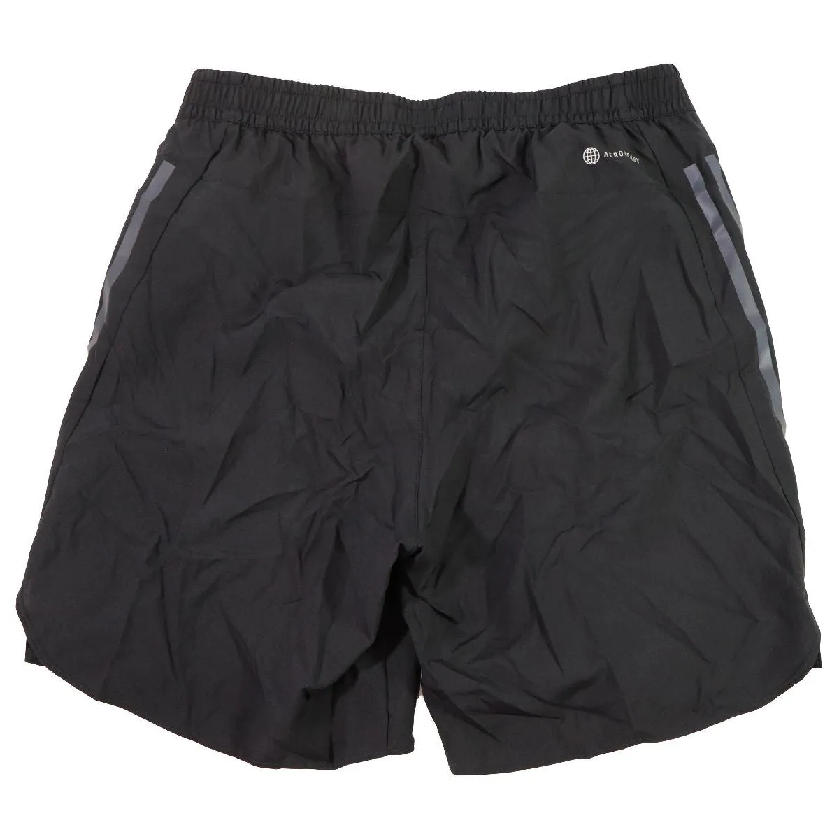 adidas Mens Run Icon Full Reflective 3-Stripes Shorts - Black (Size: M)