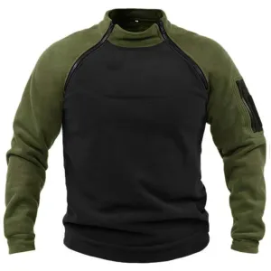 Advbridge Vintage Stitch Fleece Tops Training Military Zip Sweatshirts Male Stand Collar Hoodie Shirts Men Clothing Long Sleeve Pullovers