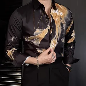 Aidase Flower Versatile Hot Diamond Color Contrast Shirt Camisas De Hombre New High Quality Luxury Rhinestones Shirt For Men Trend