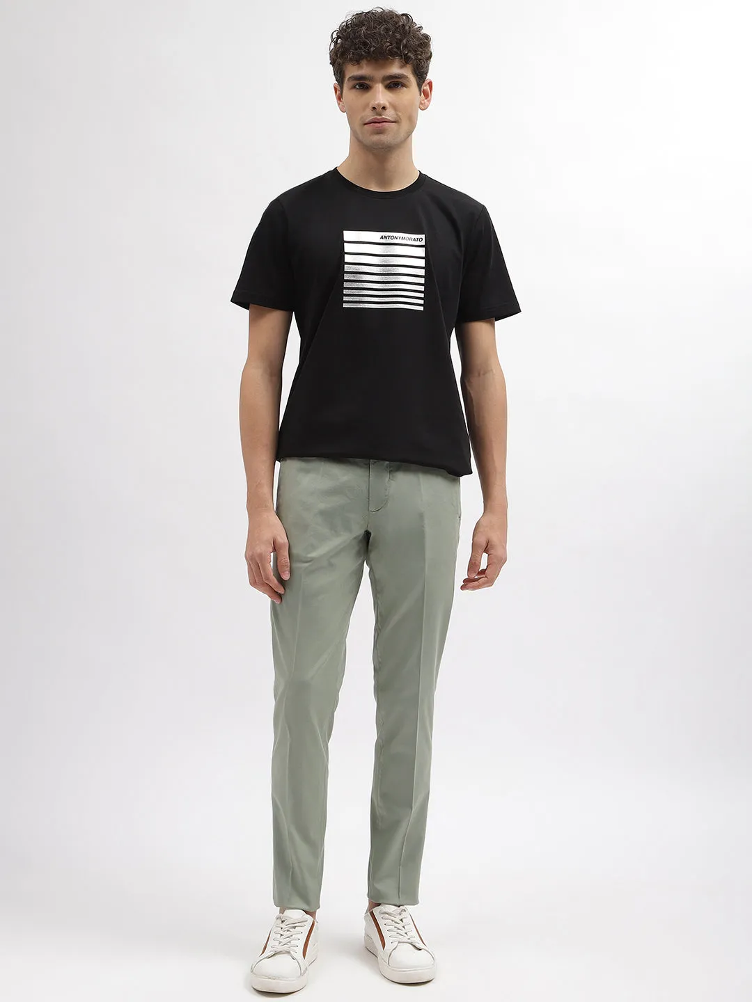 Antony Morato Men Green Solid Skinny Fit Mid-Rise Trouser