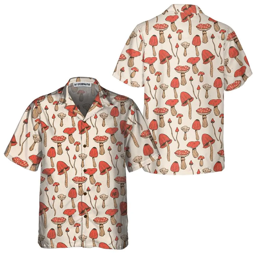 Autumn Mushrooms Hawaiian Shirt, Short Sleeve Mushtroom Shirt For Men & Women