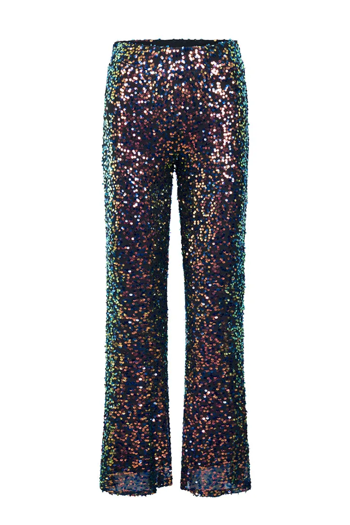 Aya Sequin Trousers - Black