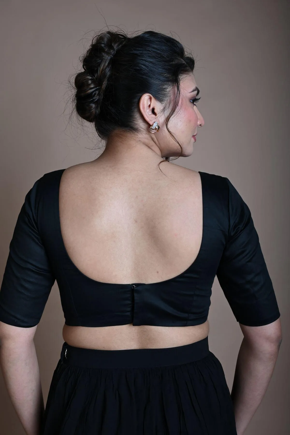 Back Half Sleeve Blouse in Cotton with Sweetheart Neckline