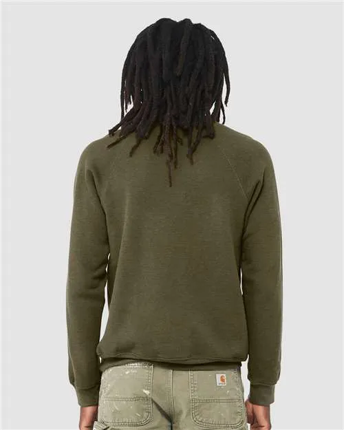 BELLA   CANVAS Sponge Fleece Raglan Crewneck Sweatshirt 3901 Heather Olive
