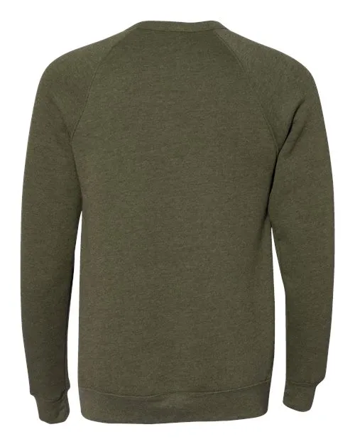 BELLA   CANVAS Sponge Fleece Raglan Crewneck Sweatshirt 3901 Heather Olive