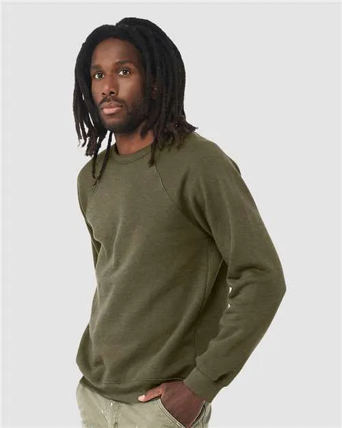 BELLA   CANVAS Sponge Fleece Raglan Crewneck Sweatshirt 3901 Heather Olive