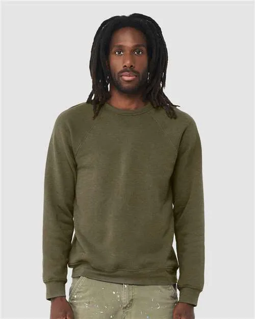 BELLA   CANVAS Sponge Fleece Raglan Crewneck Sweatshirt 3901 Heather Olive