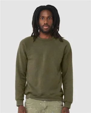 BELLA   CANVAS Sponge Fleece Raglan Crewneck Sweatshirt 3901 Heather Olive