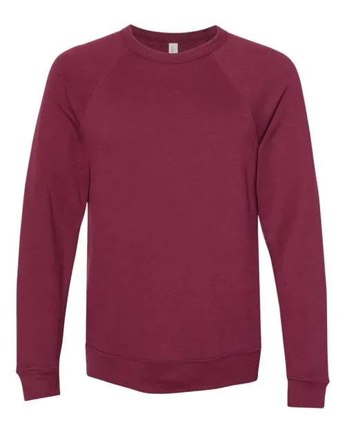 BELLA   CANVAS Sponge Fleece Raglan Crewneck Sweatshirt 3901 Maroon