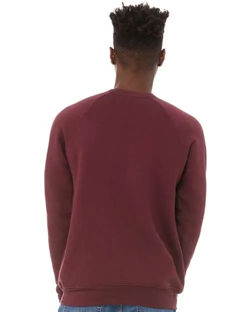 BELLA   CANVAS Sponge Fleece Raglan Crewneck Sweatshirt 3901 Maroon
