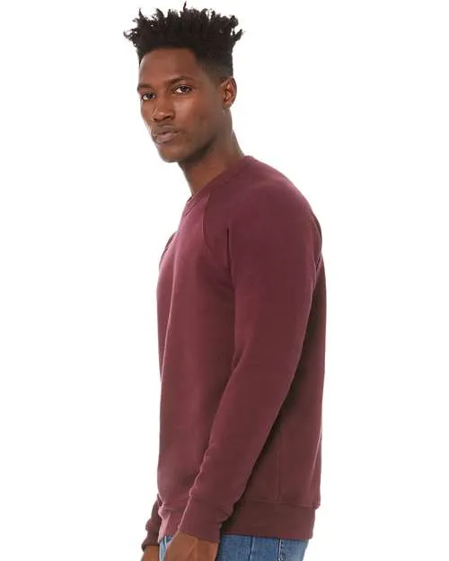 BELLA   CANVAS Sponge Fleece Raglan Crewneck Sweatshirt 3901 Maroon