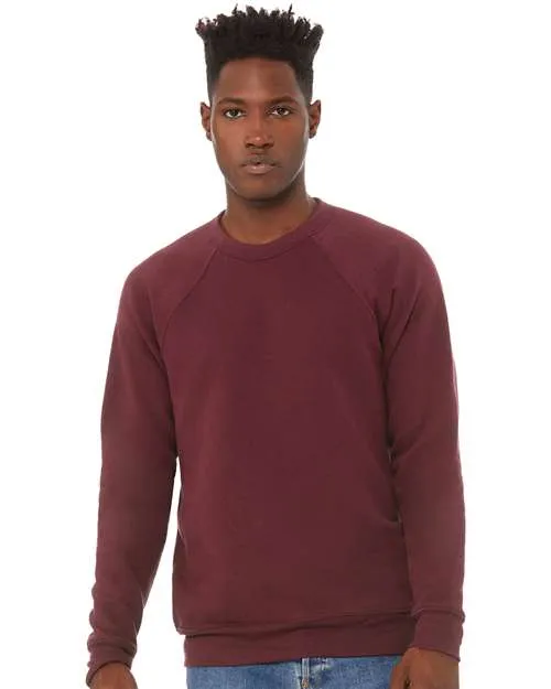 BELLA   CANVAS Sponge Fleece Raglan Crewneck Sweatshirt 3901 Maroon