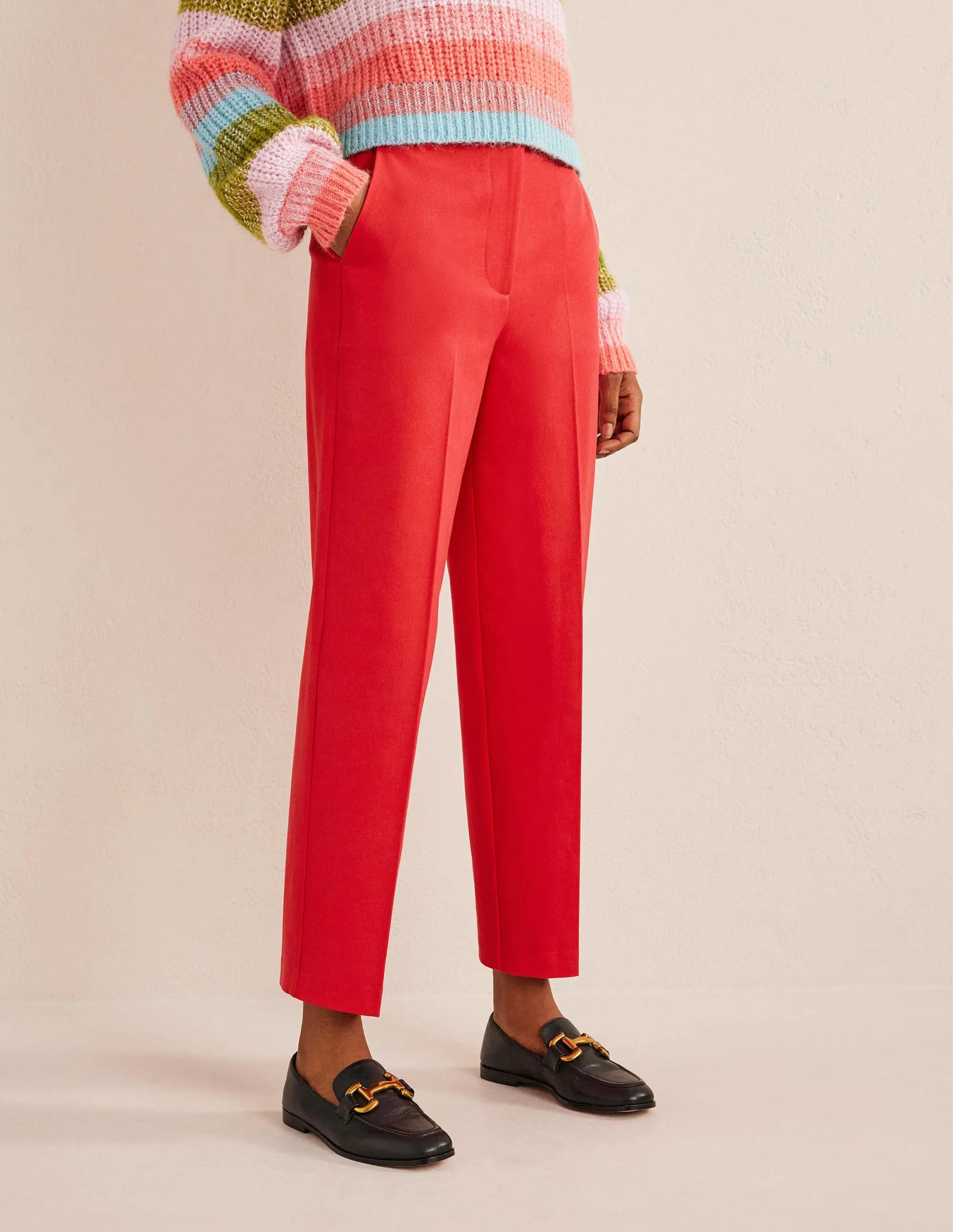Bi-Stretch Tapered Trousers-Camellia