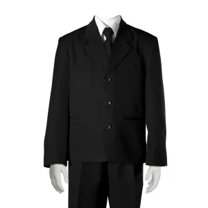 Big Boys Black Jacket Shirt Tie Vest Pants Husky Size Suit 8-20
