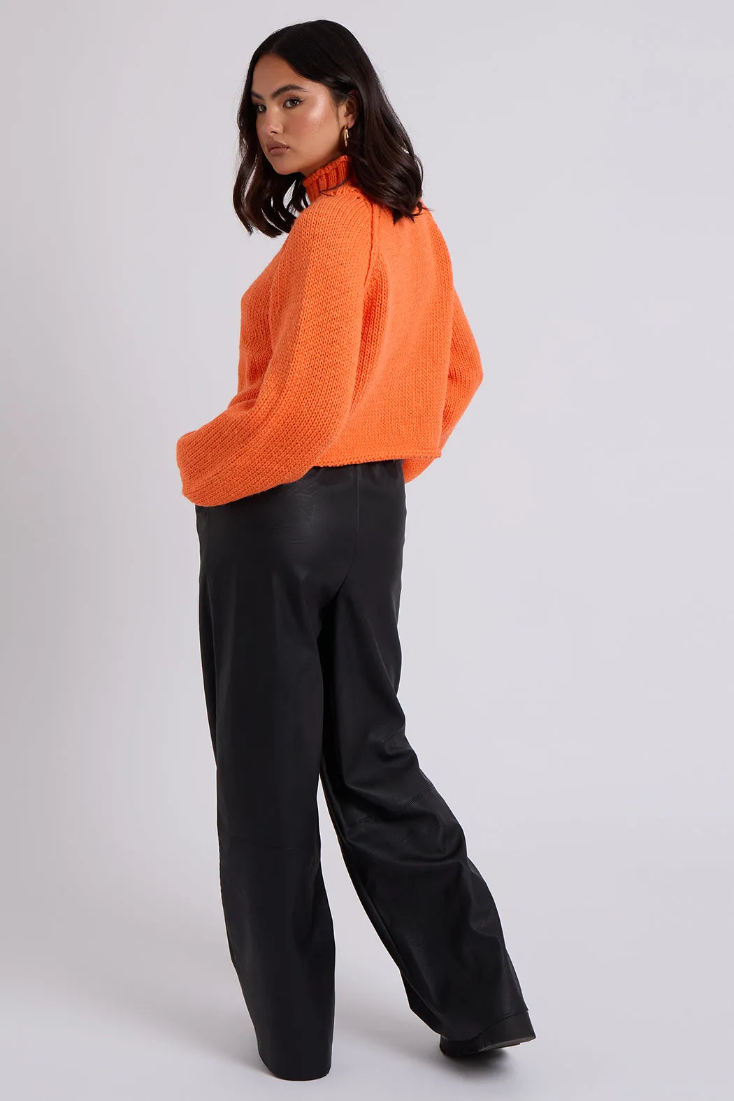 Black Elasticated Wide Leg Trouser