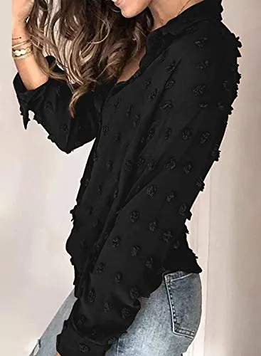 Blouses & Button-Down Shirts for Women V Neck Sexy Blous Tops Black