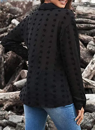 Blouses & Button-Down Shirts for Women V Neck Sexy Blous Tops Black