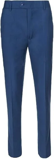 Boys Pant with Two Side Two Back Pockets Non-Elastic Waistband, Slim Pants for Boys Goes with Any Shirt Suit Jacket - Blue