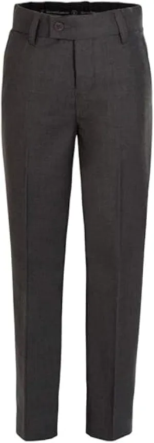 Boys Pant with Two Side Two Back Pockets Non-Elastic Waistband, Slim Pants for Boys Goes with Any Shirt Suit Jacket - Charcoal-poly-rayon