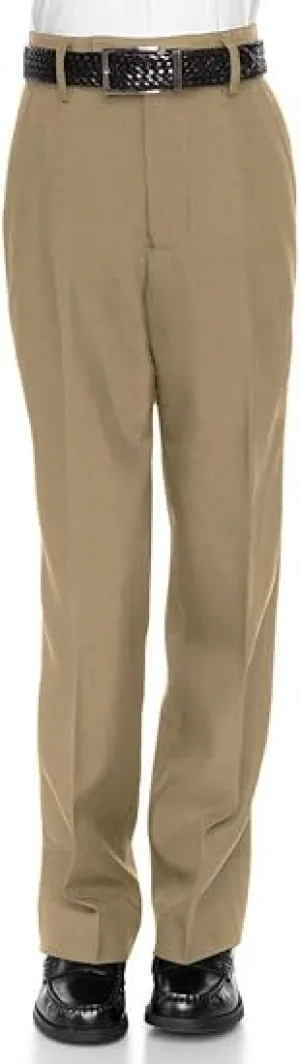 Boys Pant with Two Side Two Back Pockets Non-Elastic Waistband, Slim Pants for Boys Goes with Any Shirt Suit Jacket - Tan