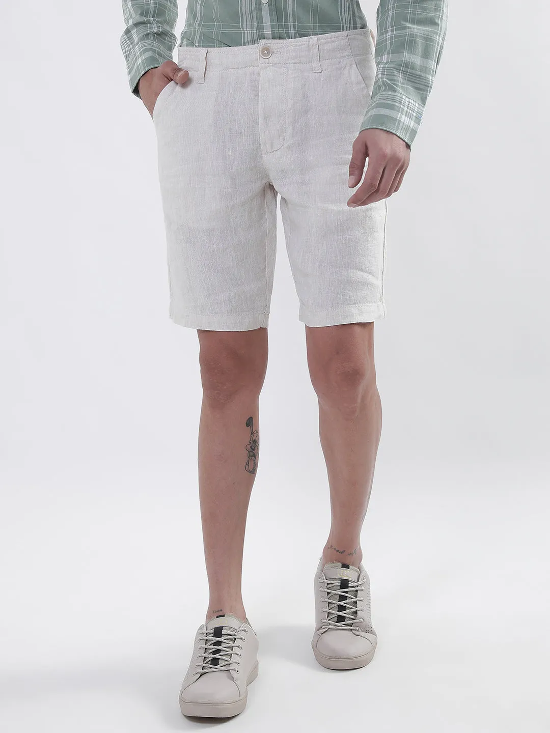 Bruun & Stengade Men Beige Solid Regular Fit Shorts