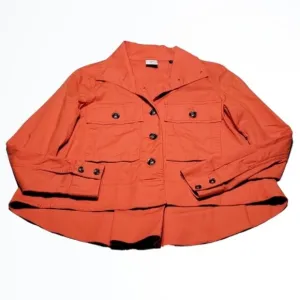 Cabi Orange 3 Button Slight Peplum Bottom Denim Blazer Size XS