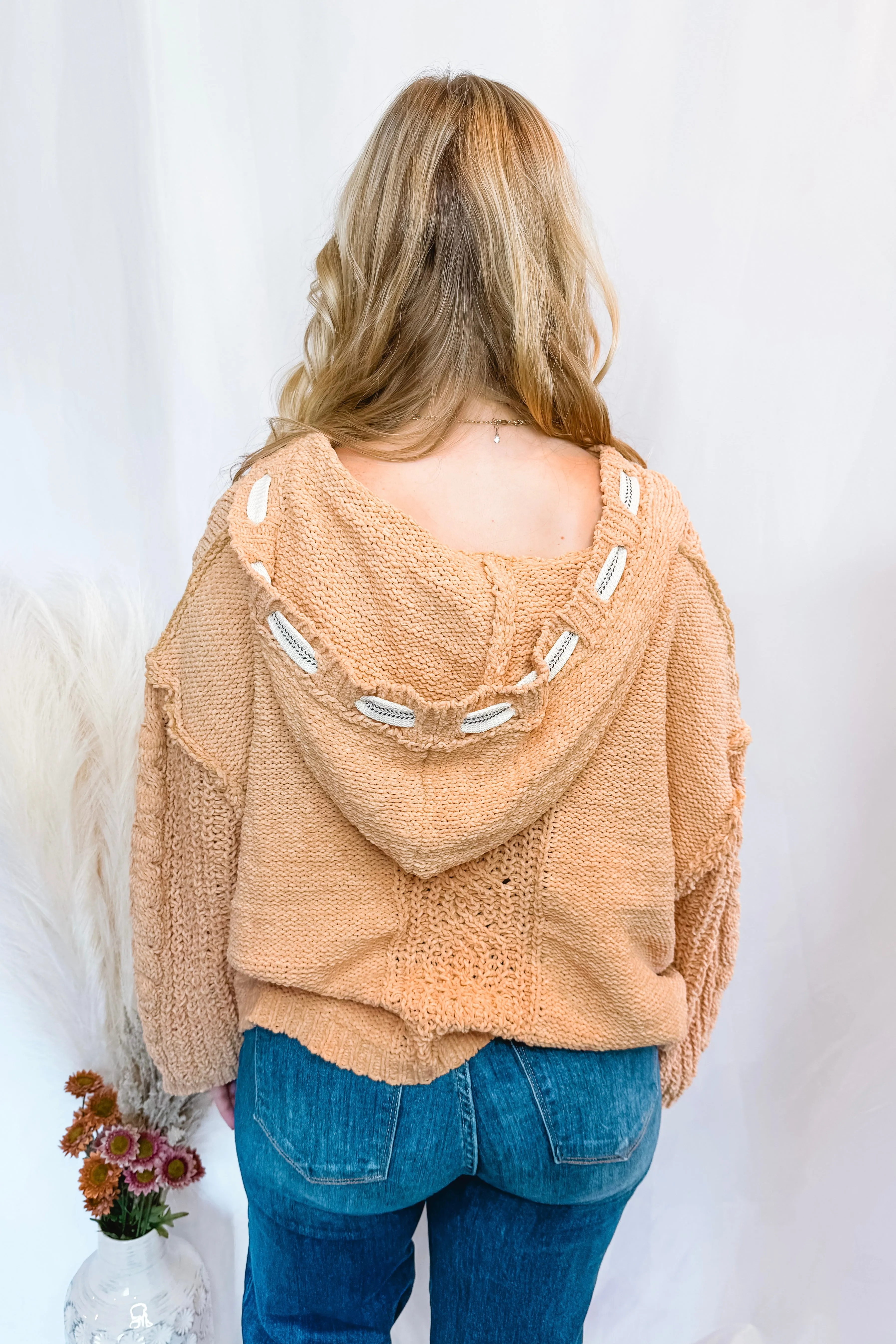 Cafe Cozy Cable Knit Hoodie - Honey (POL)