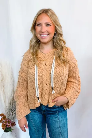Cafe Cozy Cable Knit Hoodie - Honey (POL)