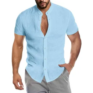 Casual Cotton Linen Men Slim Shirts V-neck Long Sleeve Loose Tee Shirts Solid Color Street Wear Blouse Tops camisetas