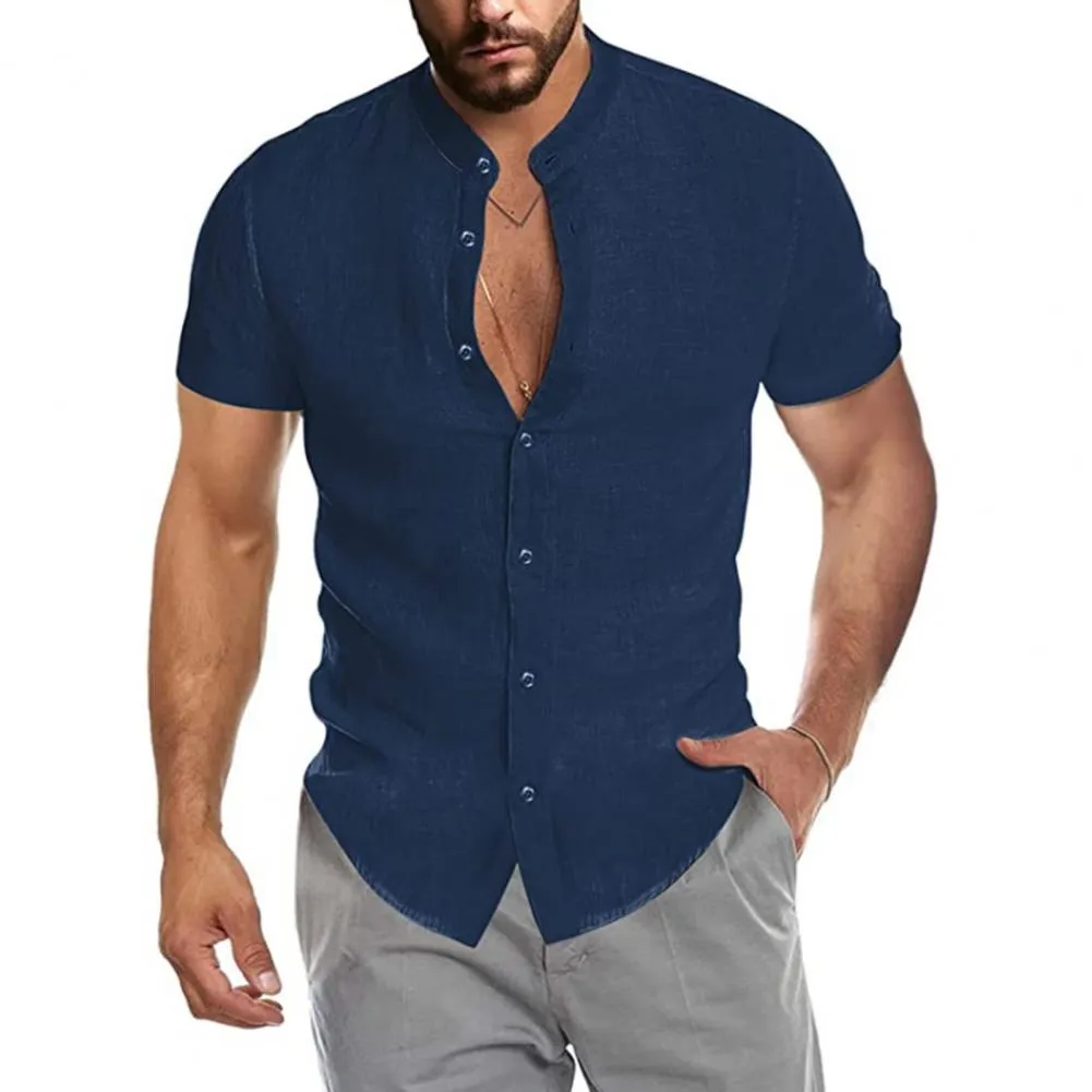 Casual Cotton Linen Men Slim Shirts V-neck Long Sleeve Loose Tee Shirts Solid Color Street Wear Blouse Tops camisetas