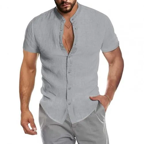 Casual Cotton Linen Men Slim Shirts V-neck Long Sleeve Loose Tee Shirts Solid Color Street Wear Blouse Tops camisetas
