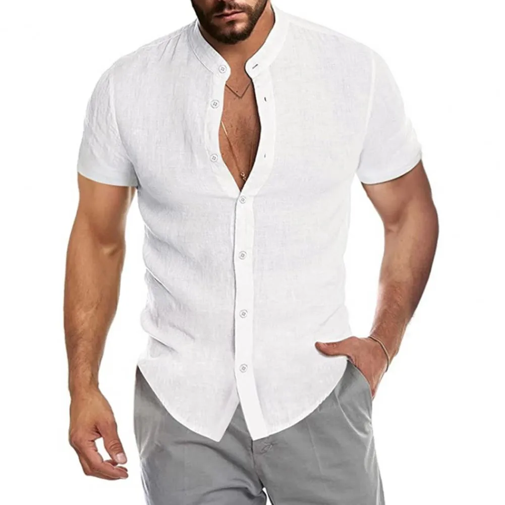 Casual Cotton Linen Men Slim Shirts V-neck Long Sleeve Loose Tee Shirts Solid Color Street Wear Blouse Tops camisetas