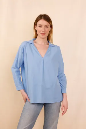 Chemise ASANA bleu - 100% Voile De Coton