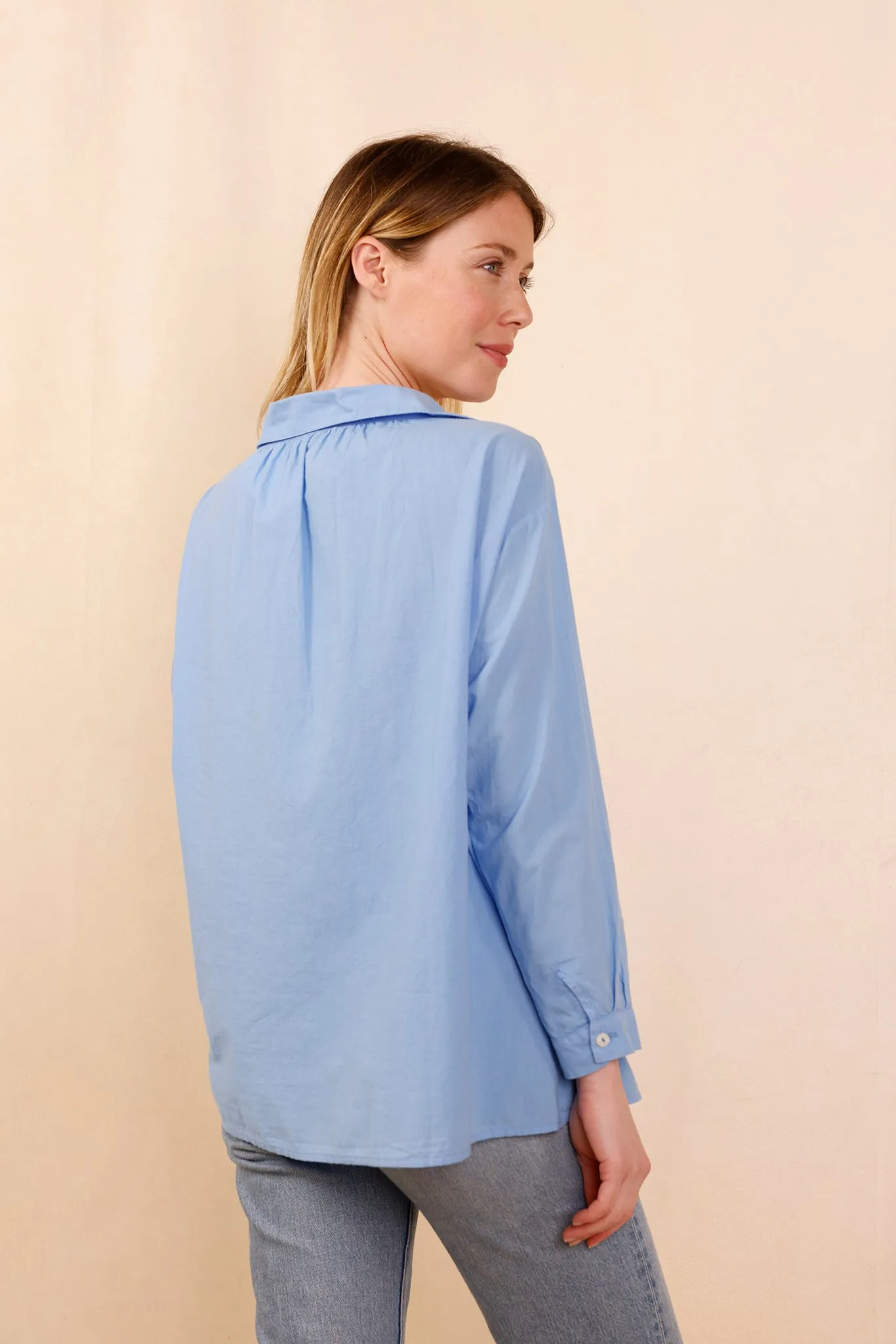 Chemise ASANA bleu - 100% Voile De Coton