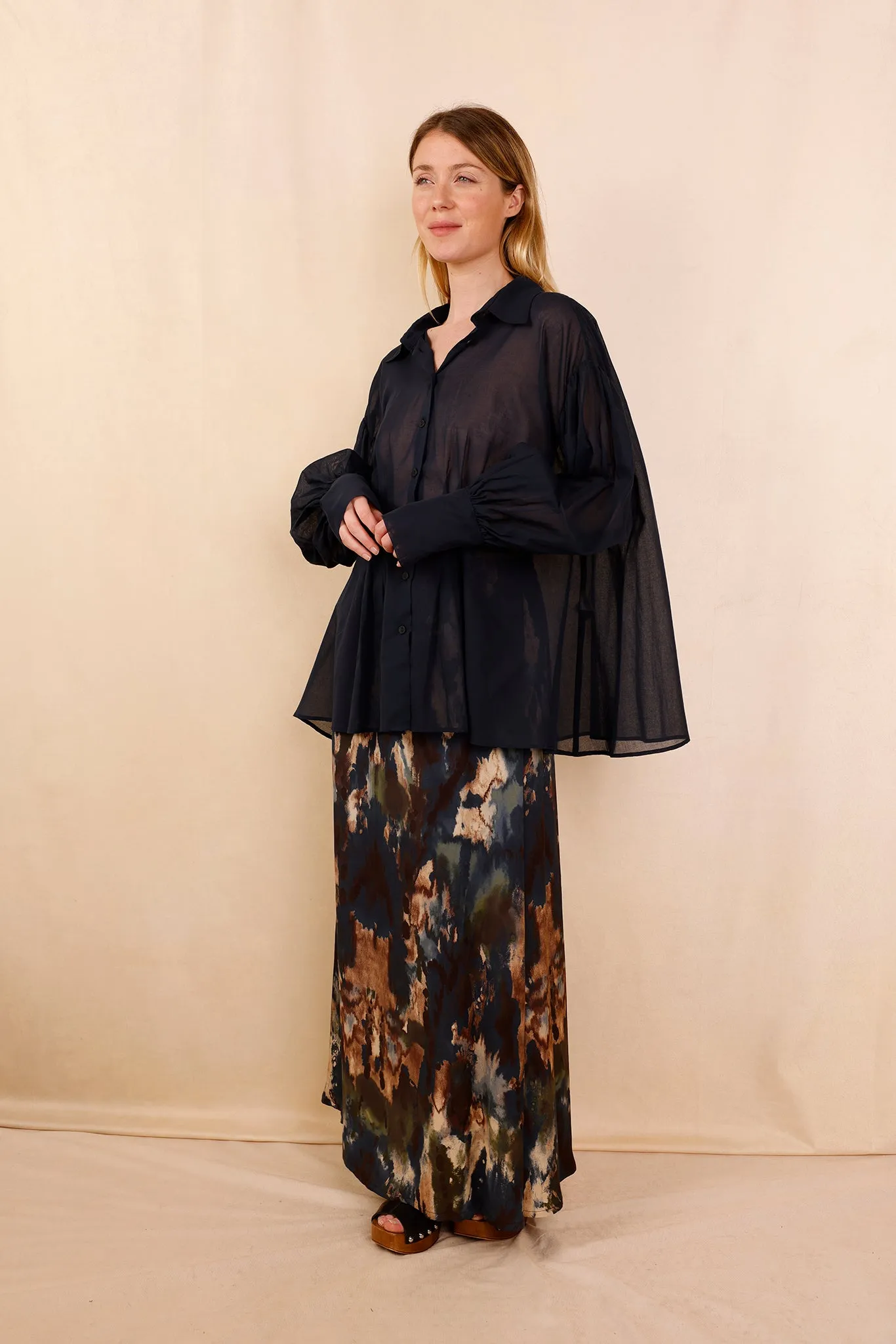 Chemise VAHINA - bleu marine transparent - 100% voile de coton