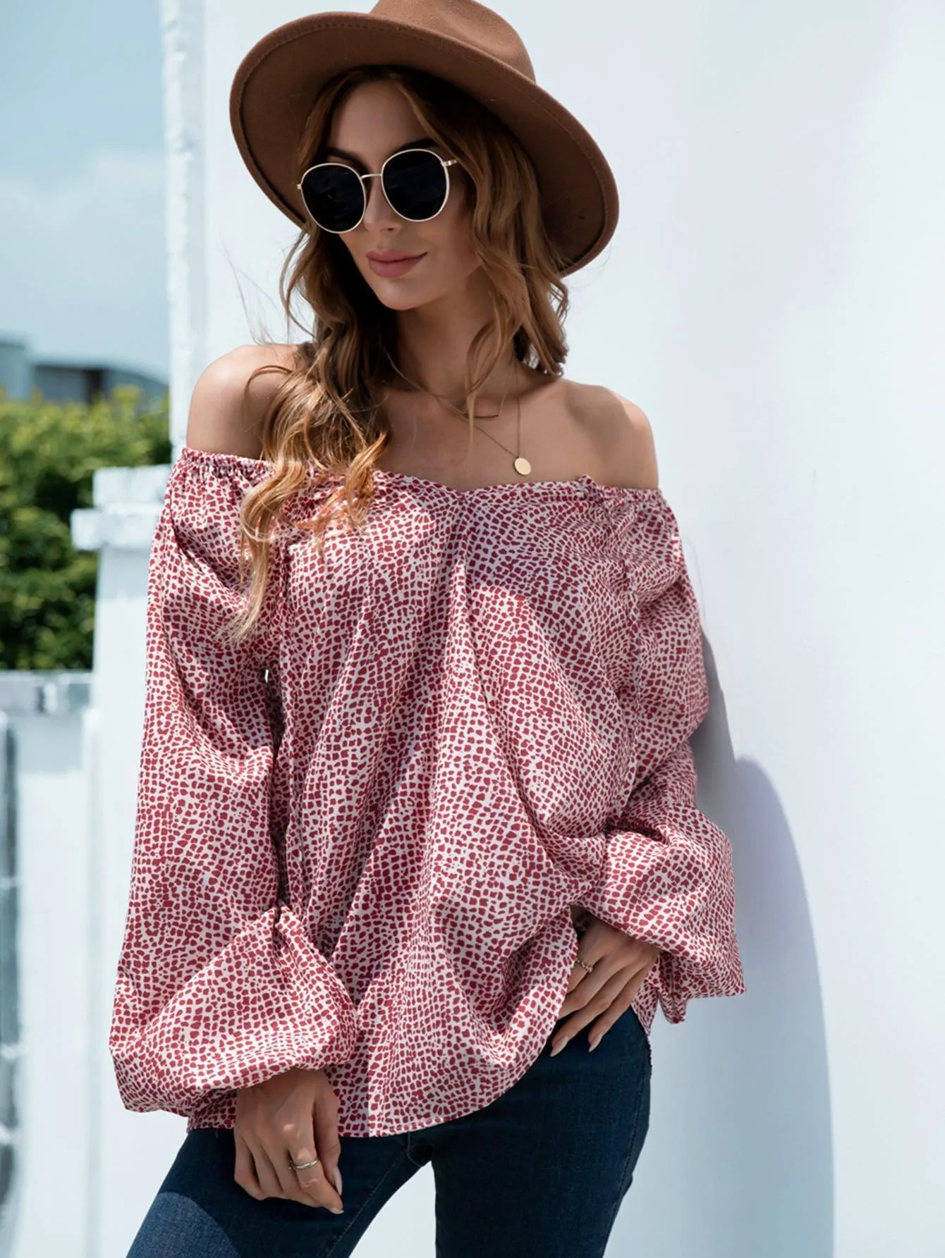 Chill Out Off Shoulder Balloon Sleeve Top