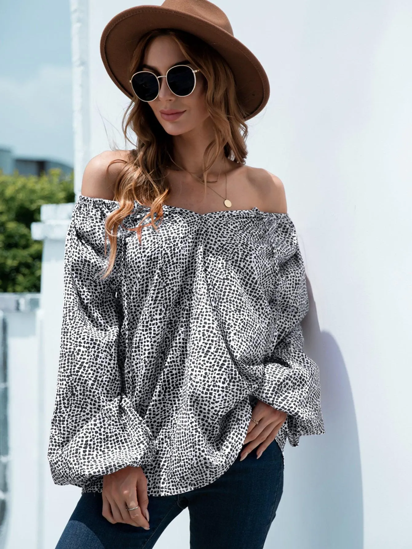 Chill Out Off Shoulder Balloon Sleeve Top