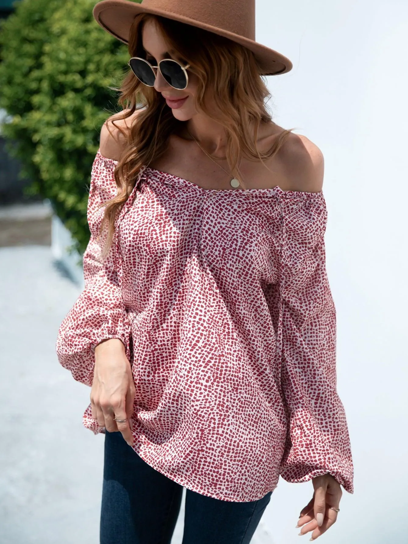 Chill Out Off Shoulder Balloon Sleeve Top
