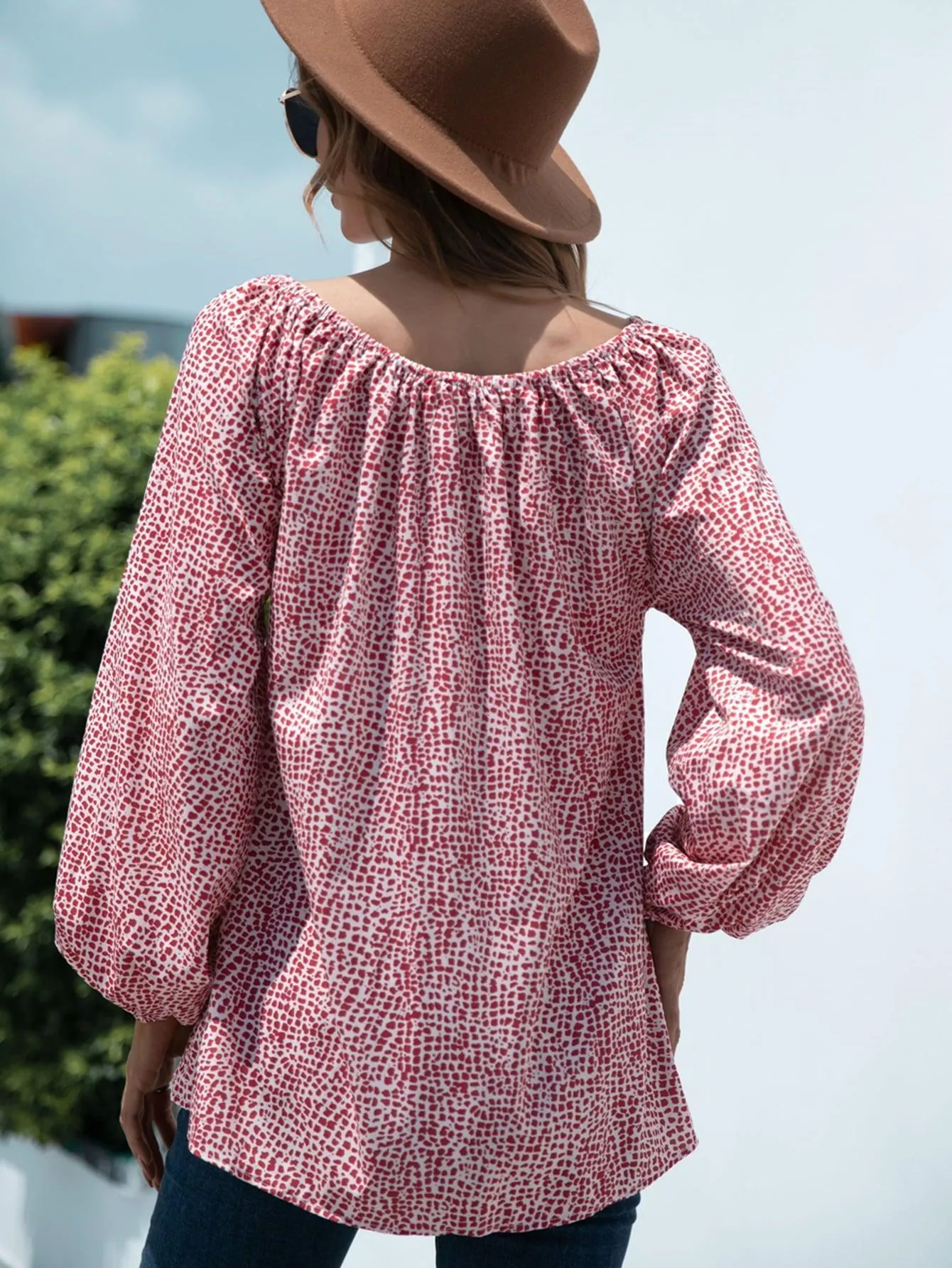Chill Out Off Shoulder Balloon Sleeve Top