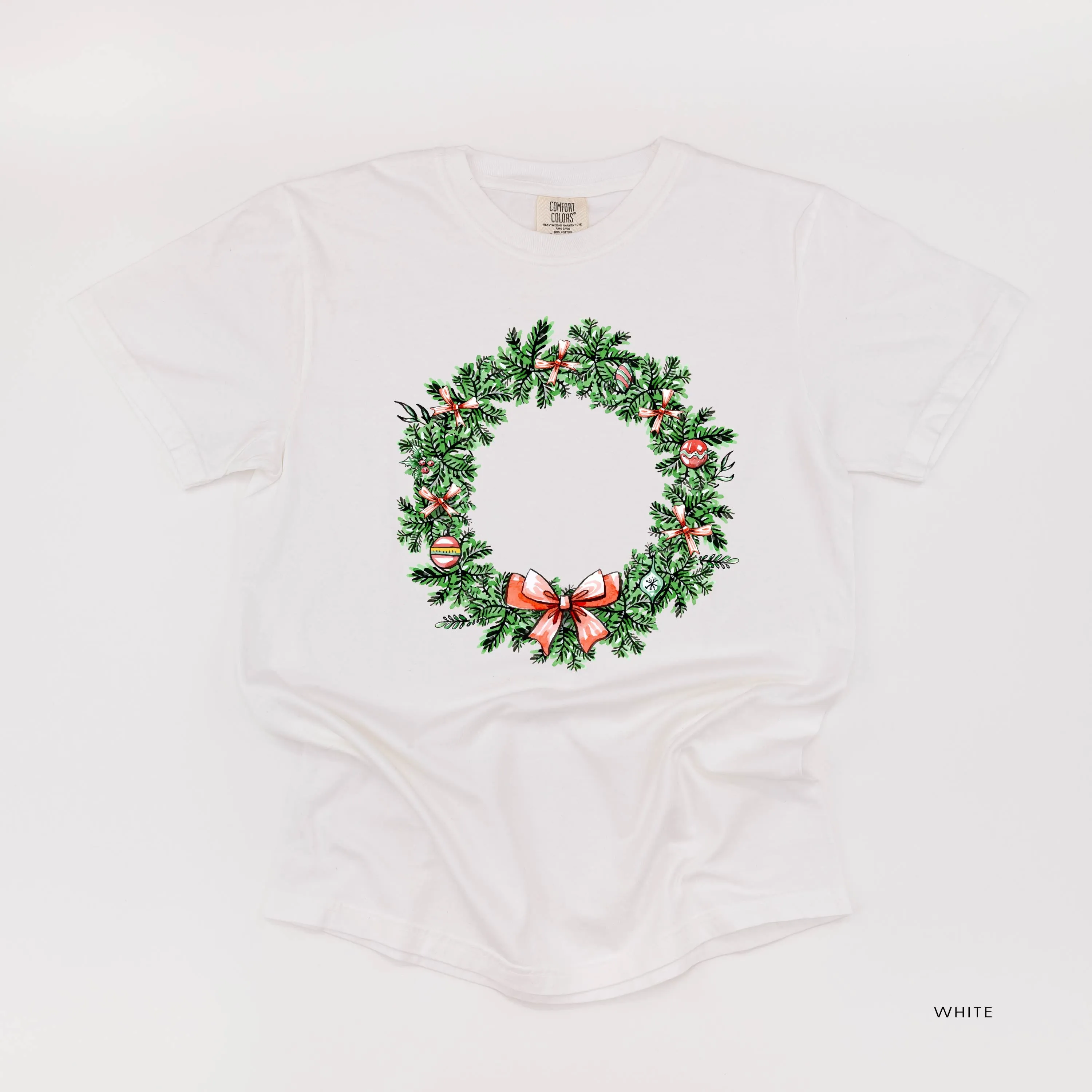 Christmas Wreath - Fa La La La La La (f&b) - Comfort Colors Tee