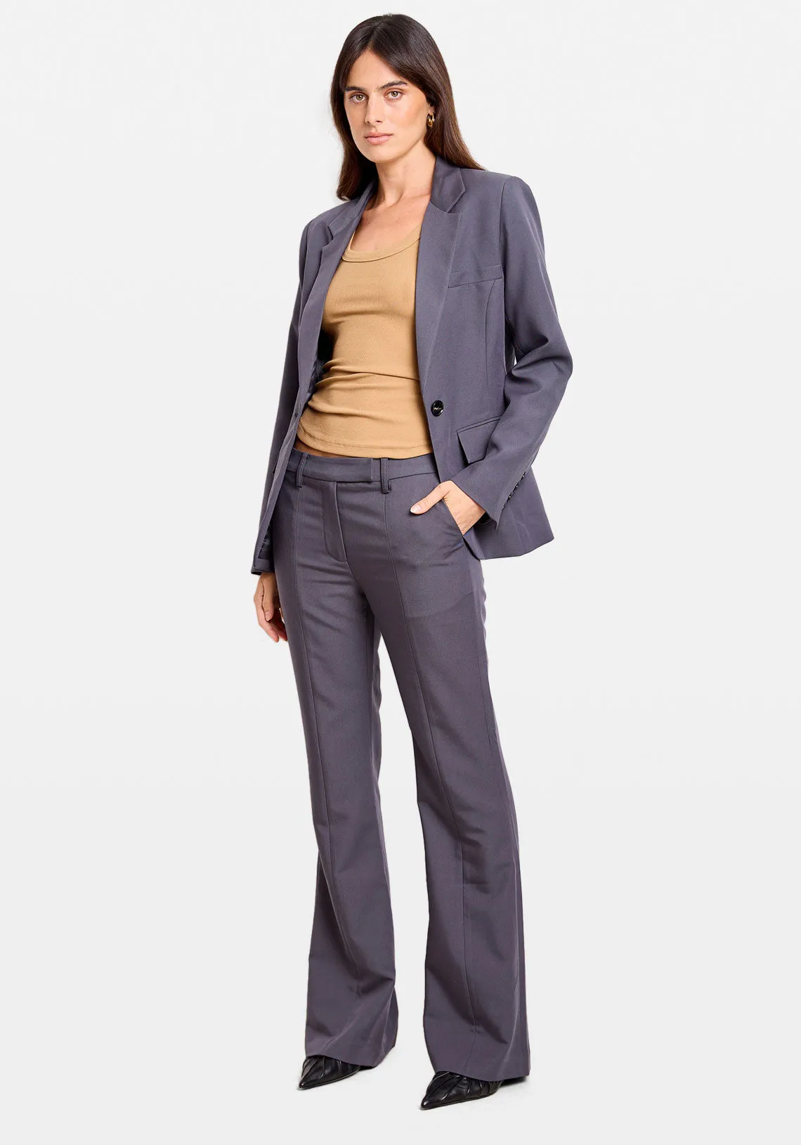 CINCHED WAIST BLAZER COAL