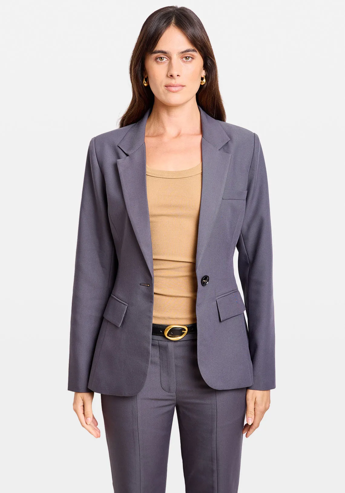 CINCHED WAIST BLAZER COAL
