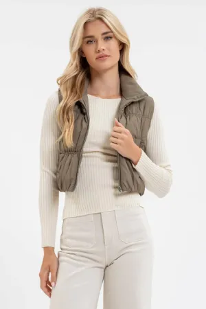 Collared Cropped Puffer Vest