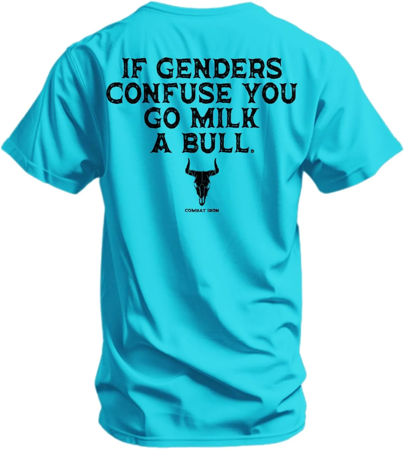 Combat Iron Men's Graphic T-Shirt | Go Milk a Bull | Cotton-Poly Blend | Athletic Fit, Tagless Comfort