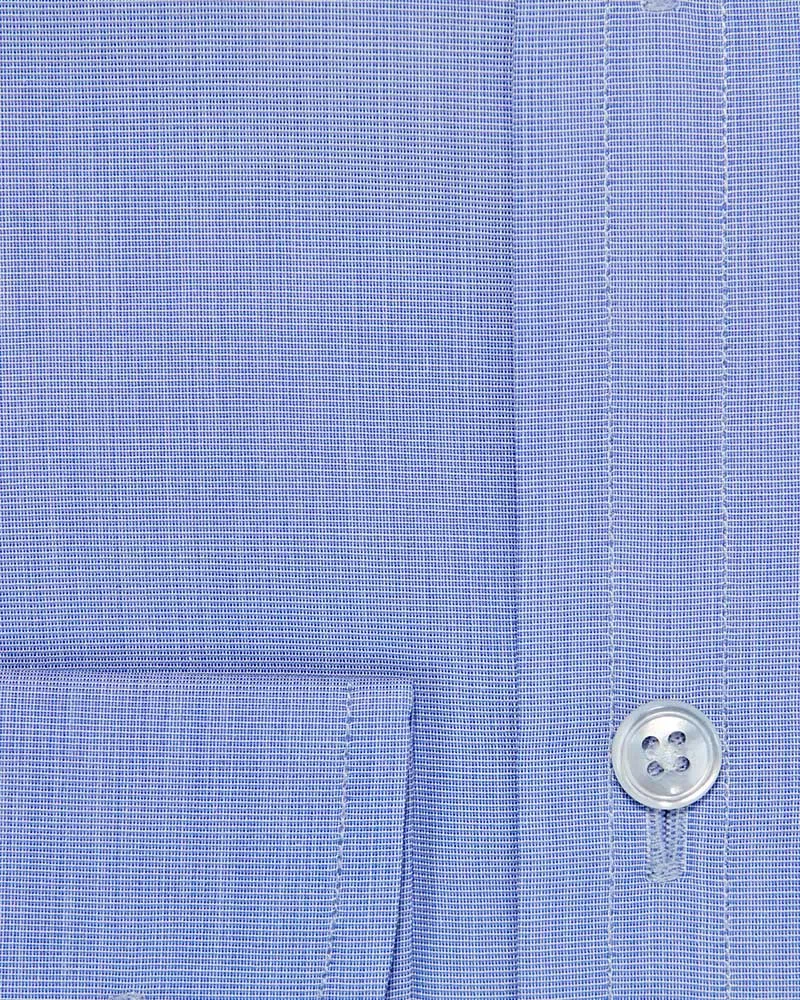 Contemporary Fit Blue End-on-End Cotton Shirt with Cut-away Collar & Two Button Cuff
