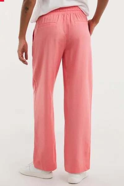 Coral Linen Blend Wide Leg Trousers