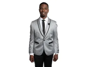 Cosmo Silver & Black Small Paisley Shawl Tuxedo Rental
